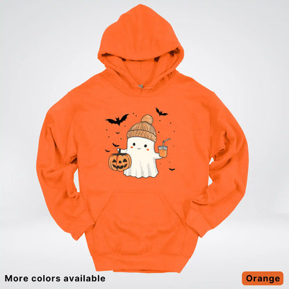 Cute Fall Ghost with Pumpkin And Bats Hoodie