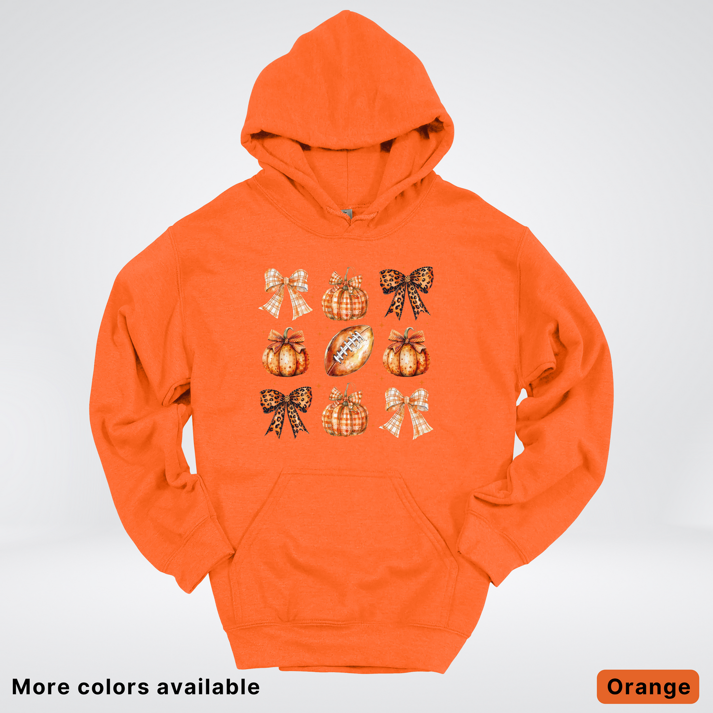 Football Coquette Ribbon Bow Plaid Pumpkin Fall - Hoodie
