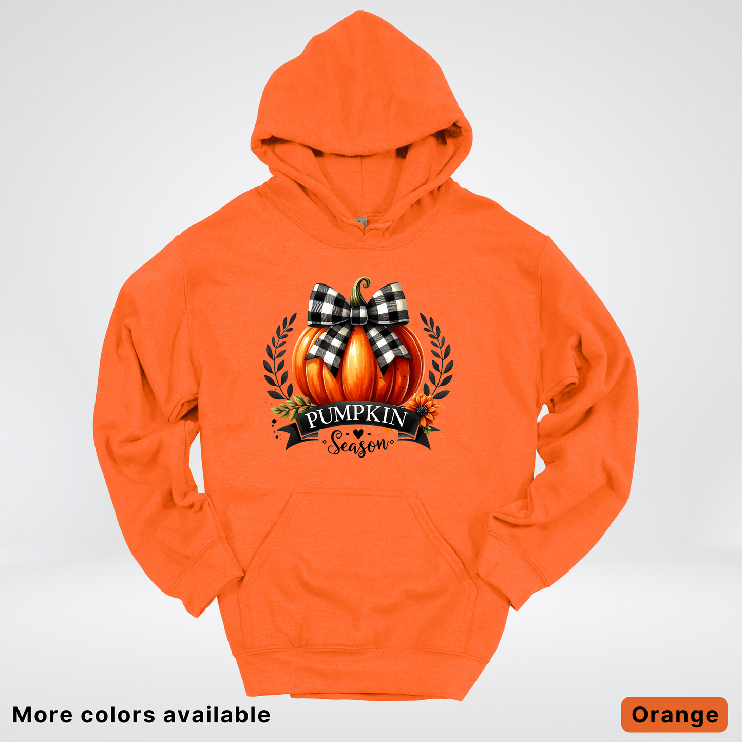 Pumpkin Season Black Plaid Bow - Hoodie