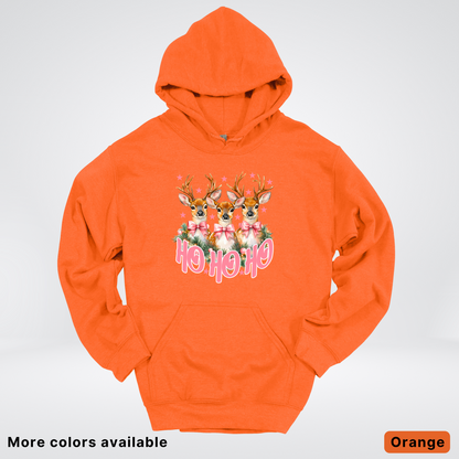 Ho Ho Ho Pink Deer Trio Hoodie - Hoodie