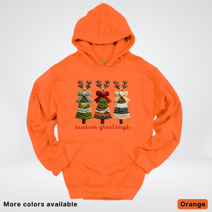 Season Greetings Reindeer Trees Hook Yard Faux - Hoodie