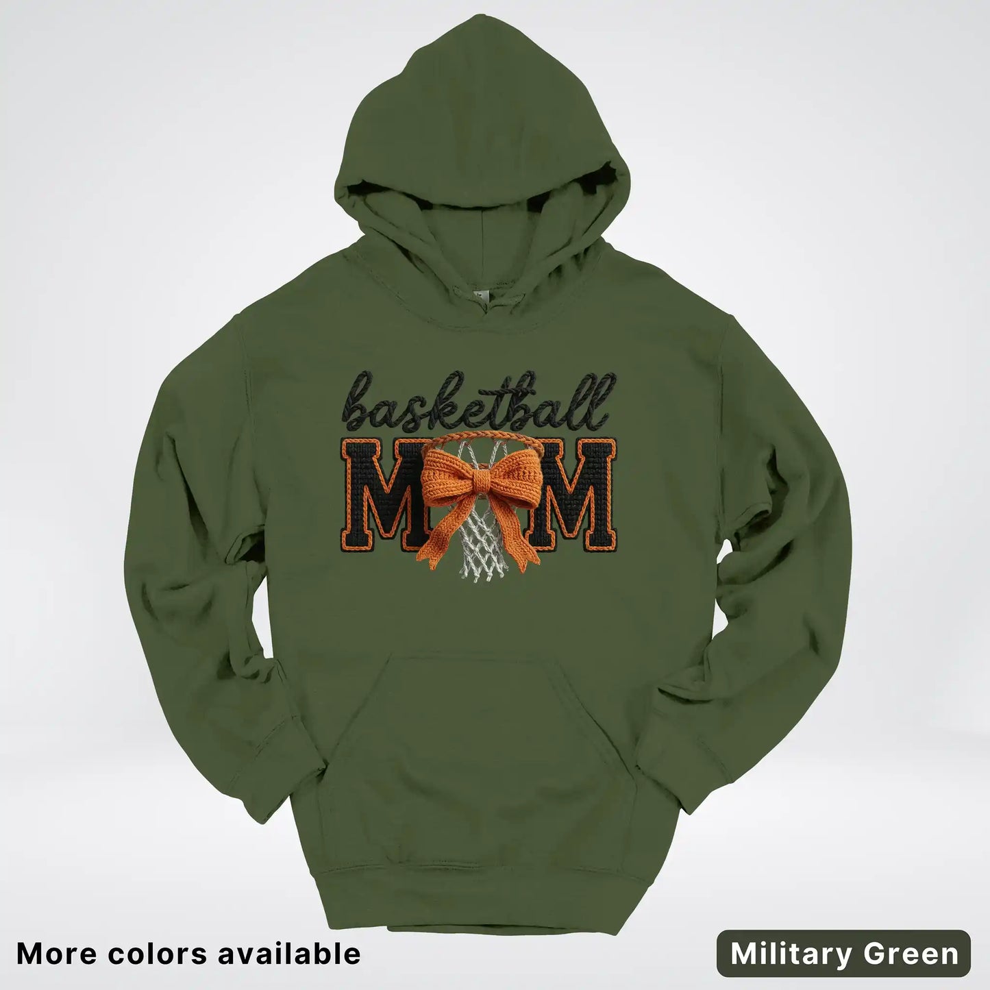 Basketball Mom – Faux Crochet Bow Basketball Graphic Hoodie
