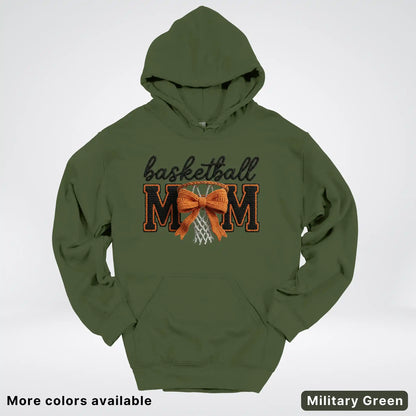 Basketball Mom – Faux Crochet Bow Basketball Graphic Hoodie