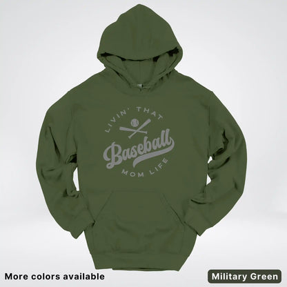 Livin' That Baseball Mom Life - Gray Design - Hoodie