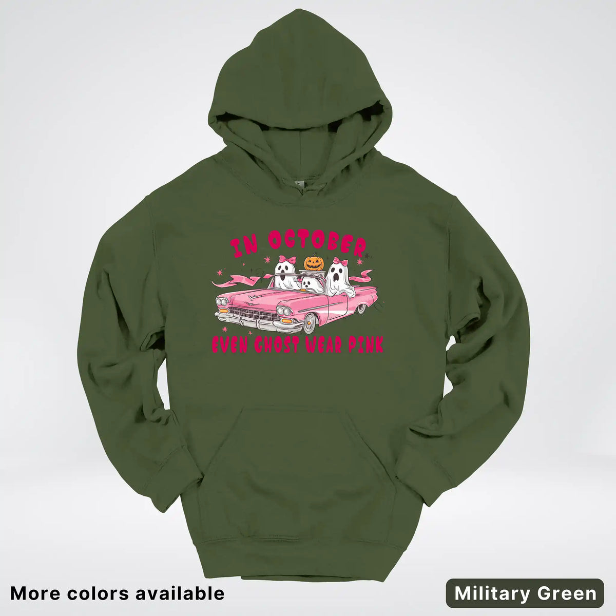 In October Even Ghost Wear Pink Breast Cancer Awareness Hoodie