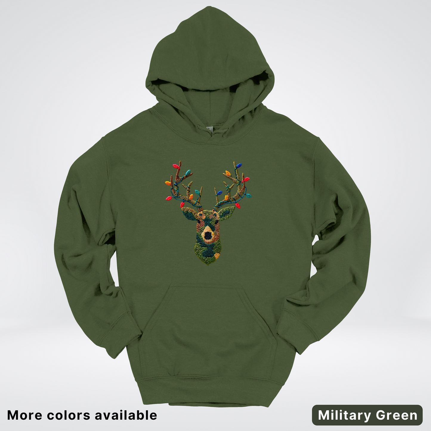 Rustic Reindeer Lights – Hook Yard Faux Texture - Hoodie