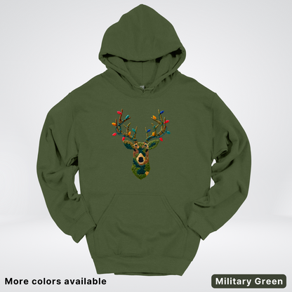 Rustic Reindeer Lights – Hook Yard Faux Texture - Hoodie