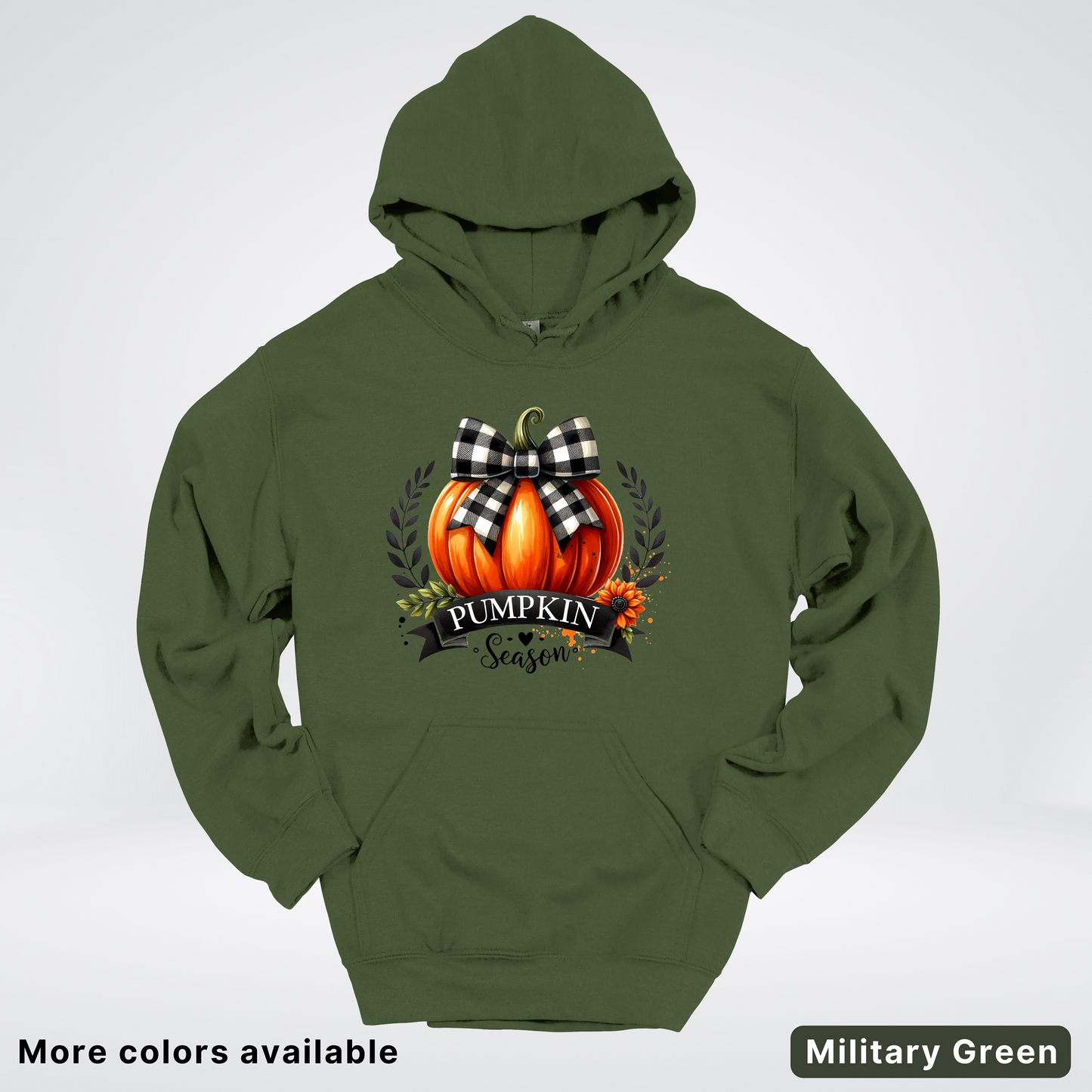 Pumpkin Season Black Plaid Bow - Hoodie