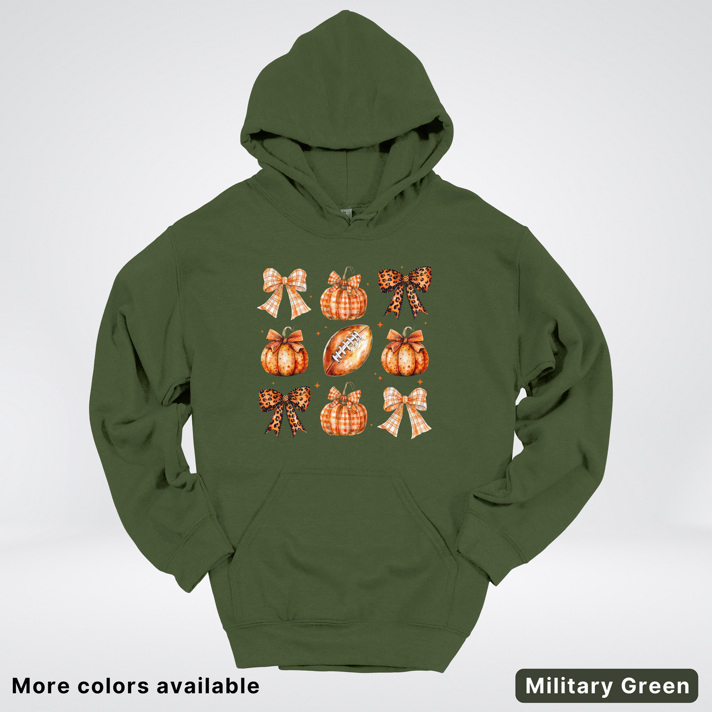 Football Coquette Ribbon Bow Plaid Pumpkin Fall - Hoodie