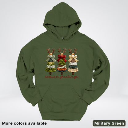 Season Greetings Reindeer Trees Hook Yard Faux - Hoodie