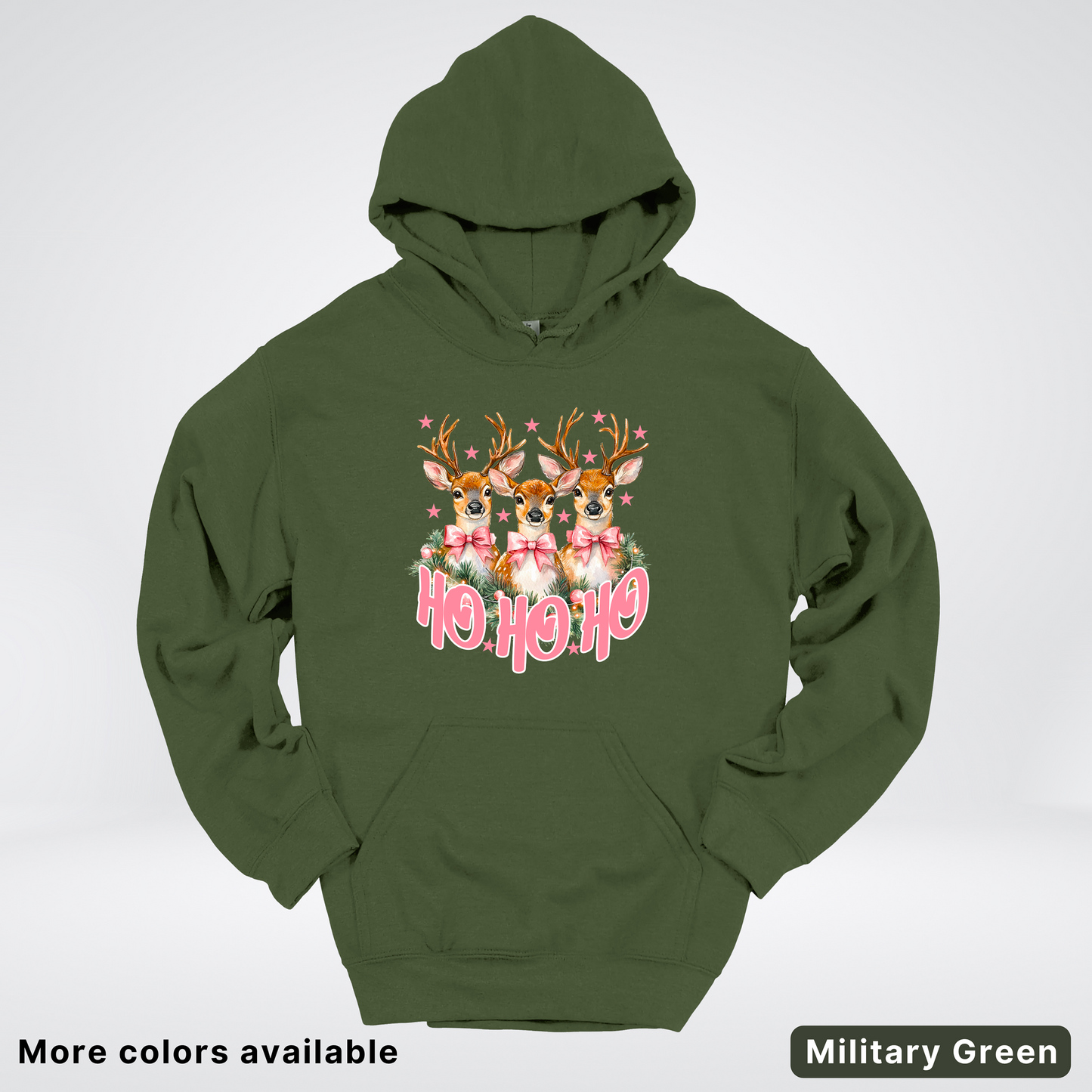 Ho Ho Ho Pink Deer Trio Hoodie - Hoodie