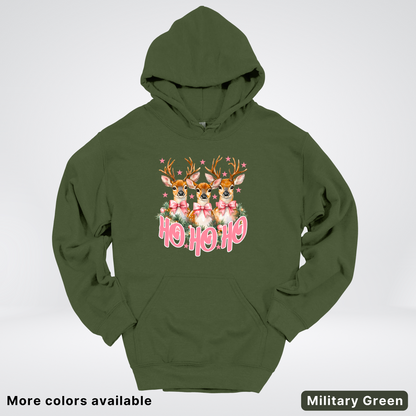 Ho Ho Ho Pink Deer Trio Hoodie - Hoodie