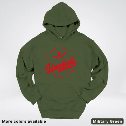 Livin' That Baseball Mom Life - Red Design - Hoodie