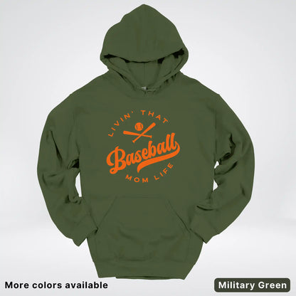 Livin' That Baseball Mom Life – Orange Design - Hoodie