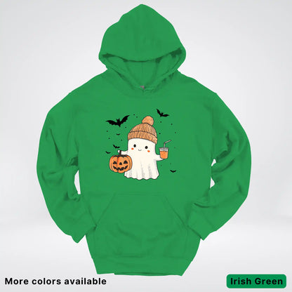 Cute Fall Ghost with Pumpkin And Bats Hoodie