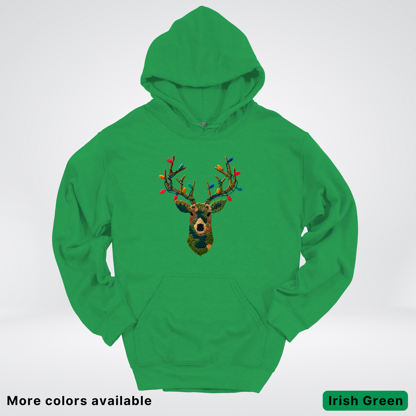 Rustic Reindeer Lights – Hook Yard Faux Texture - Hoodie