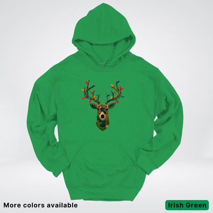 Rustic Reindeer Lights – Hook Yard Faux Texture - Hoodie