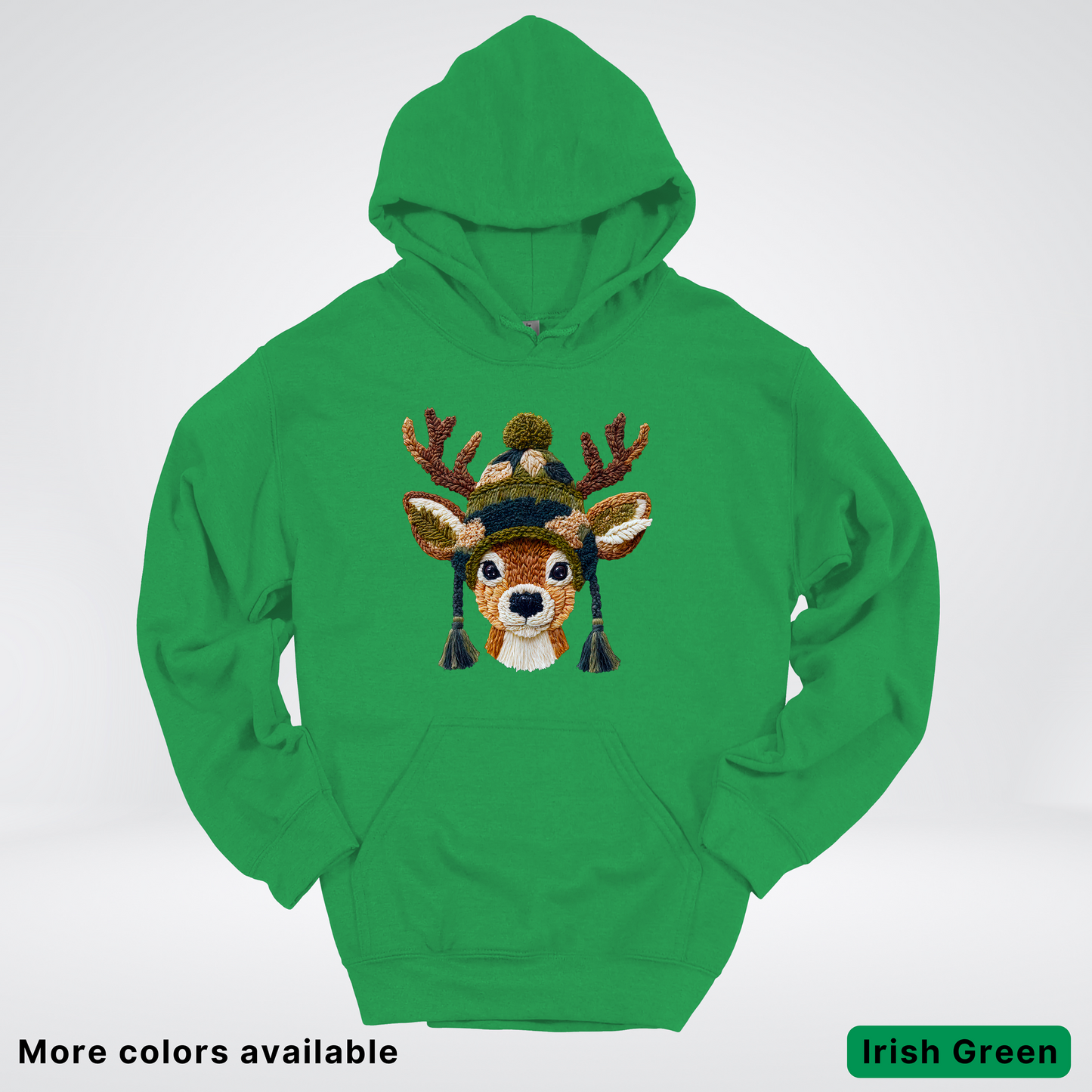 Cozy Winter Reindeer Hook Yard Faux Texture - Hoodie