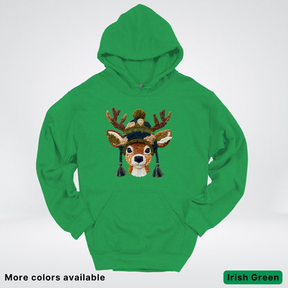 Cozy Winter Reindeer Hook Yard Faux Texture - Hoodie