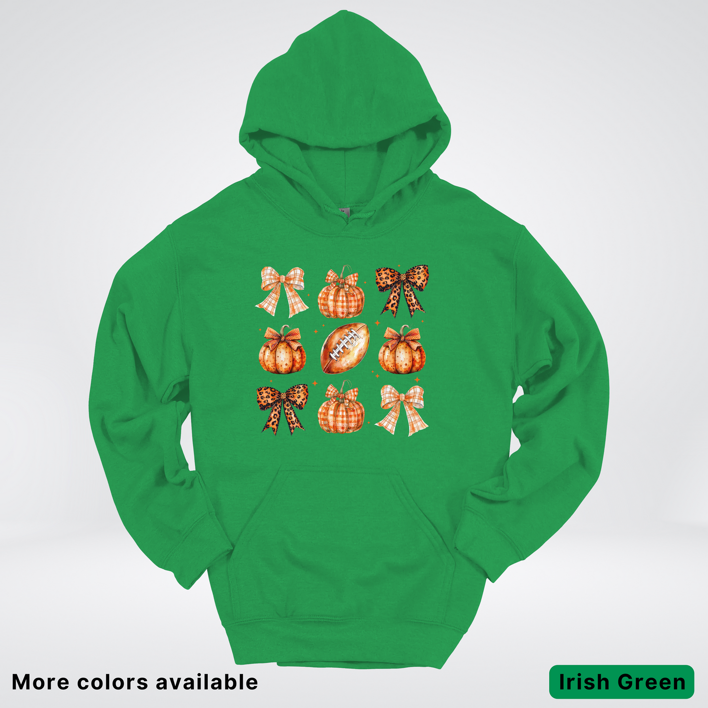 Football Coquette Ribbon Bow Plaid Pumpkin Fall - Hoodie