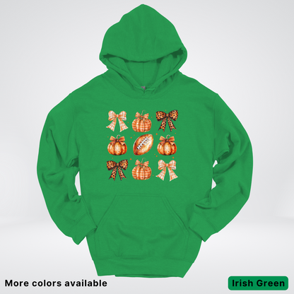 Football Coquette Ribbon Bow Plaid Pumpkin Fall - Hoodie