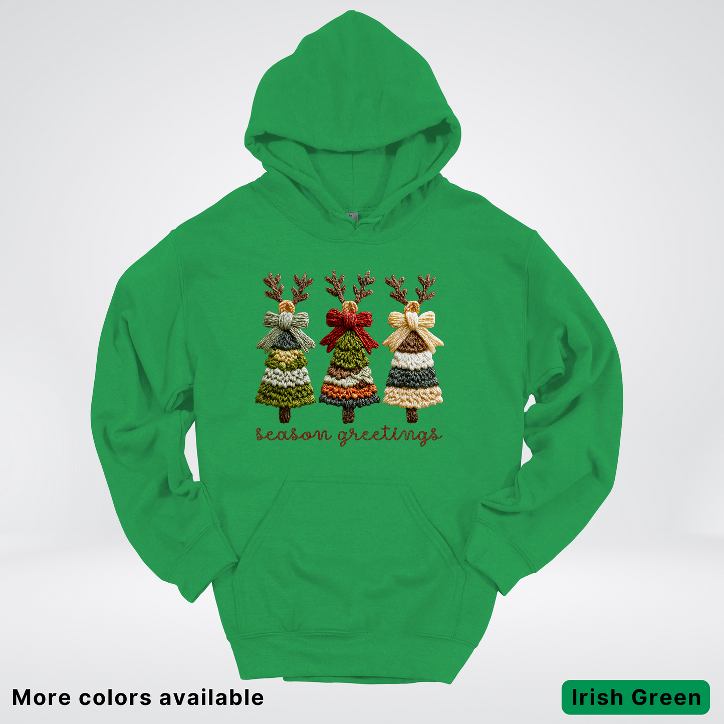 Season Greetings Reindeer Trees Hook Yard Faux - Hoodie