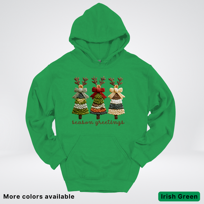 Season Greetings Reindeer Trees Hook Yard Faux - Hoodie