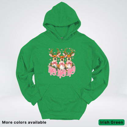 Ho Ho Ho Pink Deer Trio Hoodie - Hoodie