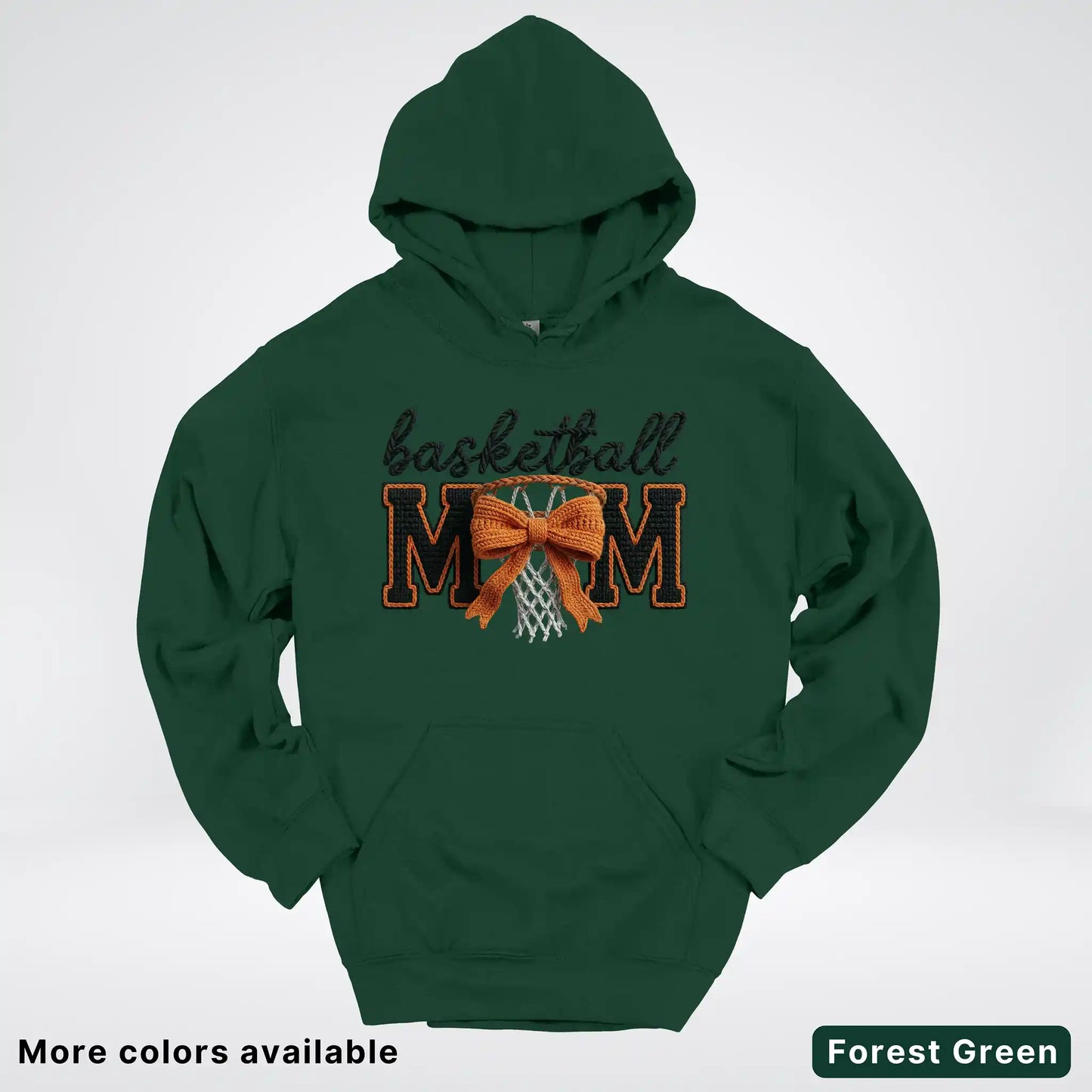 Basketball Mom – Faux Crochet Bow Basketball Graphic Hoodie