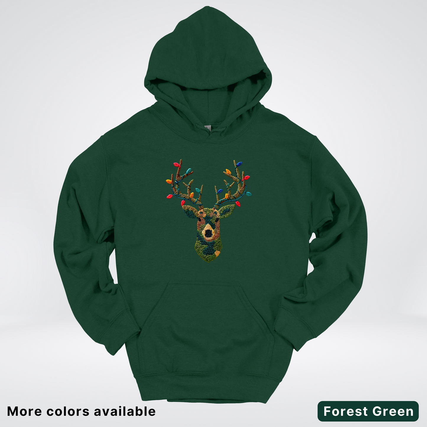 Rustic Reindeer Lights – Hook Yard Faux Texture - Hoodie