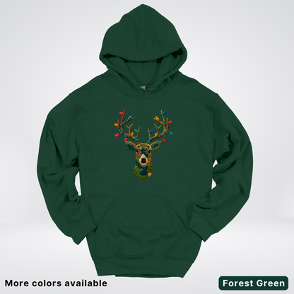 Rustic Reindeer Lights – Hook Yard Faux Texture - Hoodie