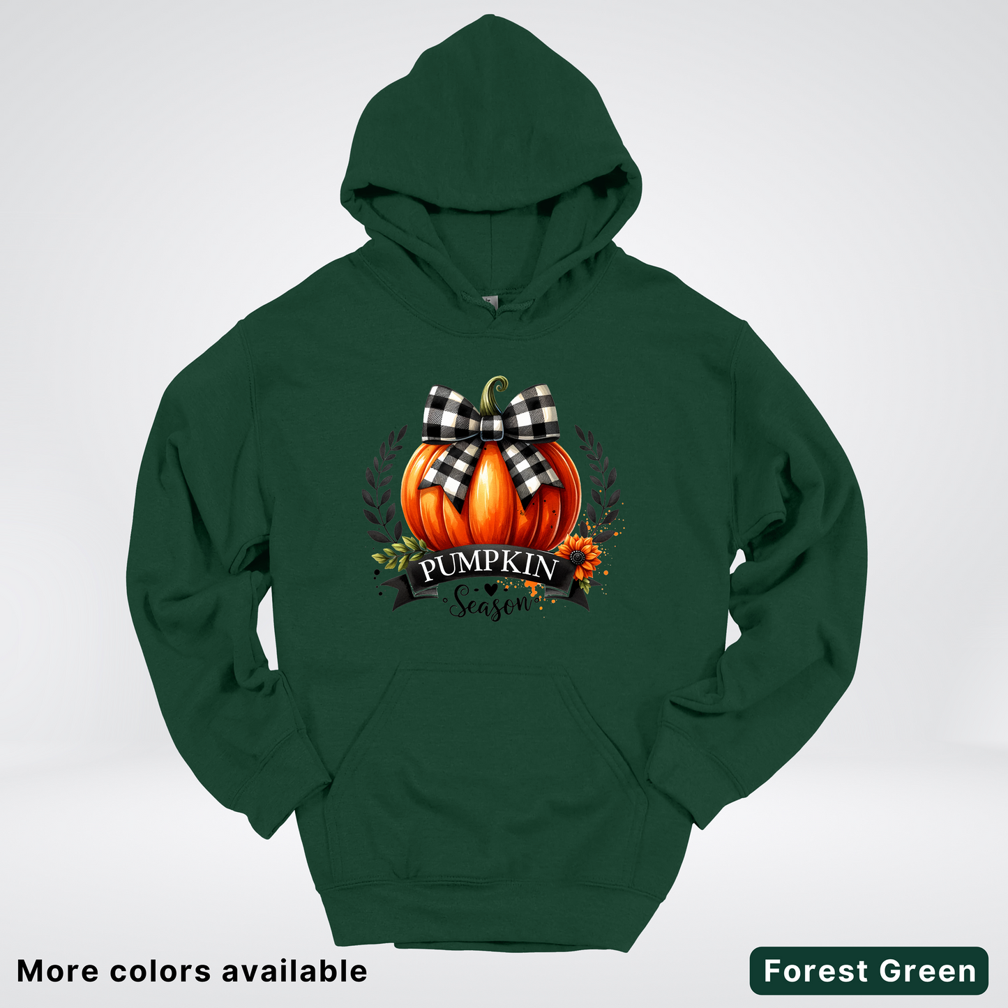 Pumpkin Season Black Plaid Bow - Hoodie