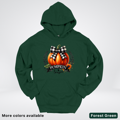 Pumpkin Season Black Plaid Bow - Hoodie