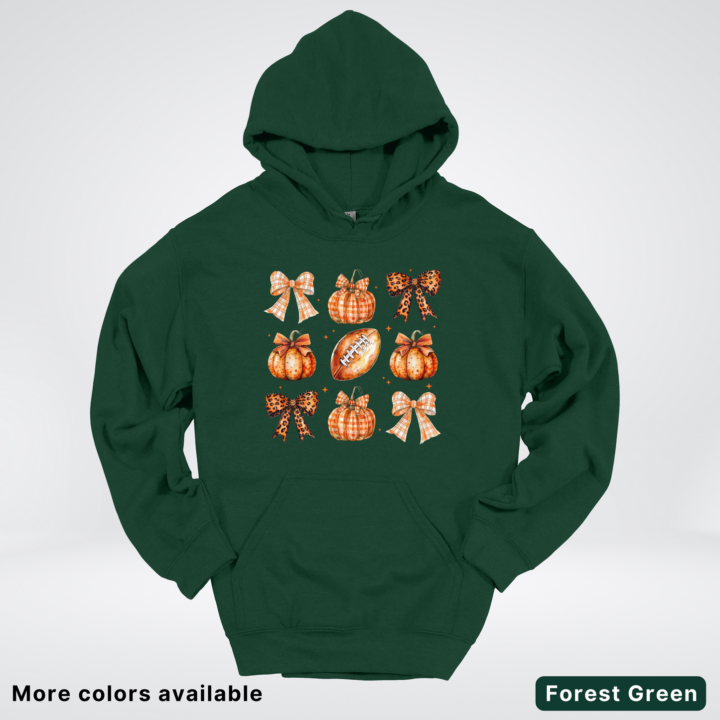 Football Coquette Ribbon Bow Plaid Pumpkin Fall - Hoodie