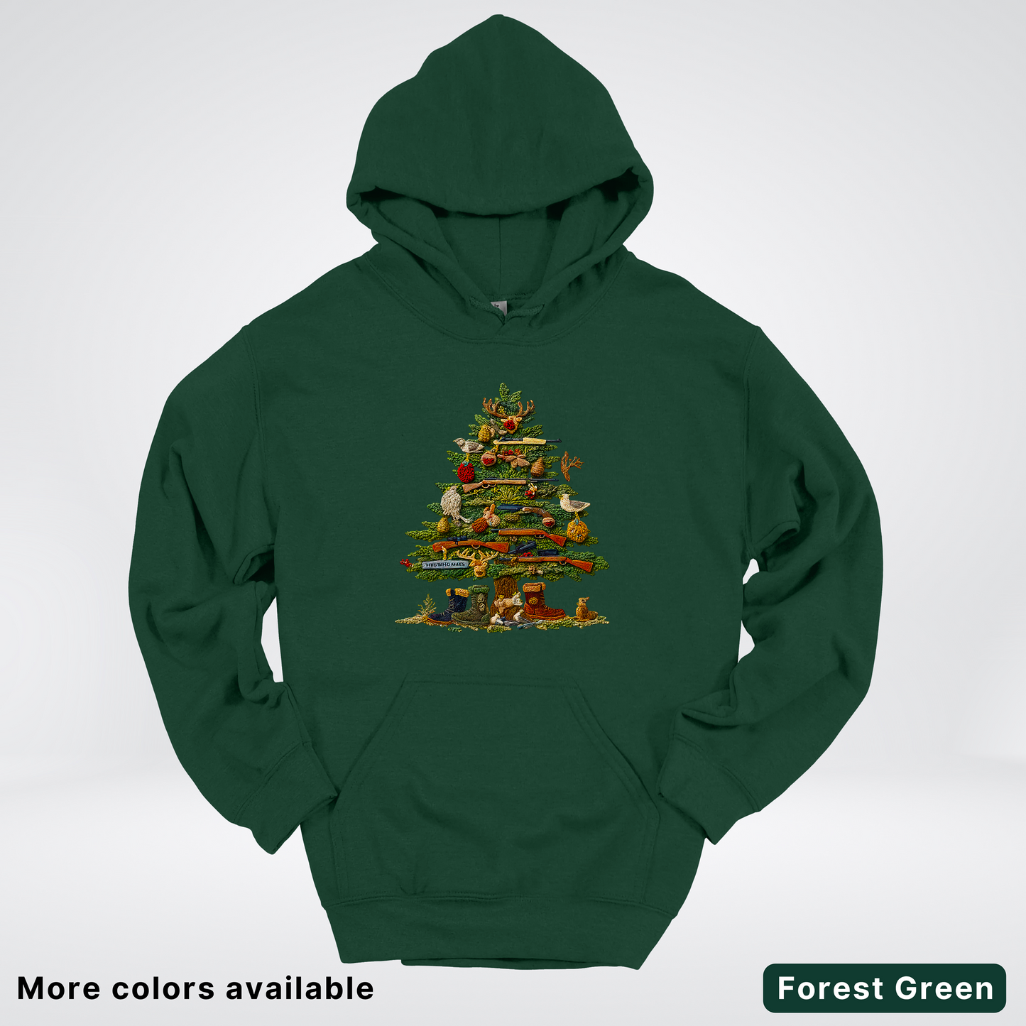 Woodland Critters Christmas Tree Hook Yard Faux - Hoodie