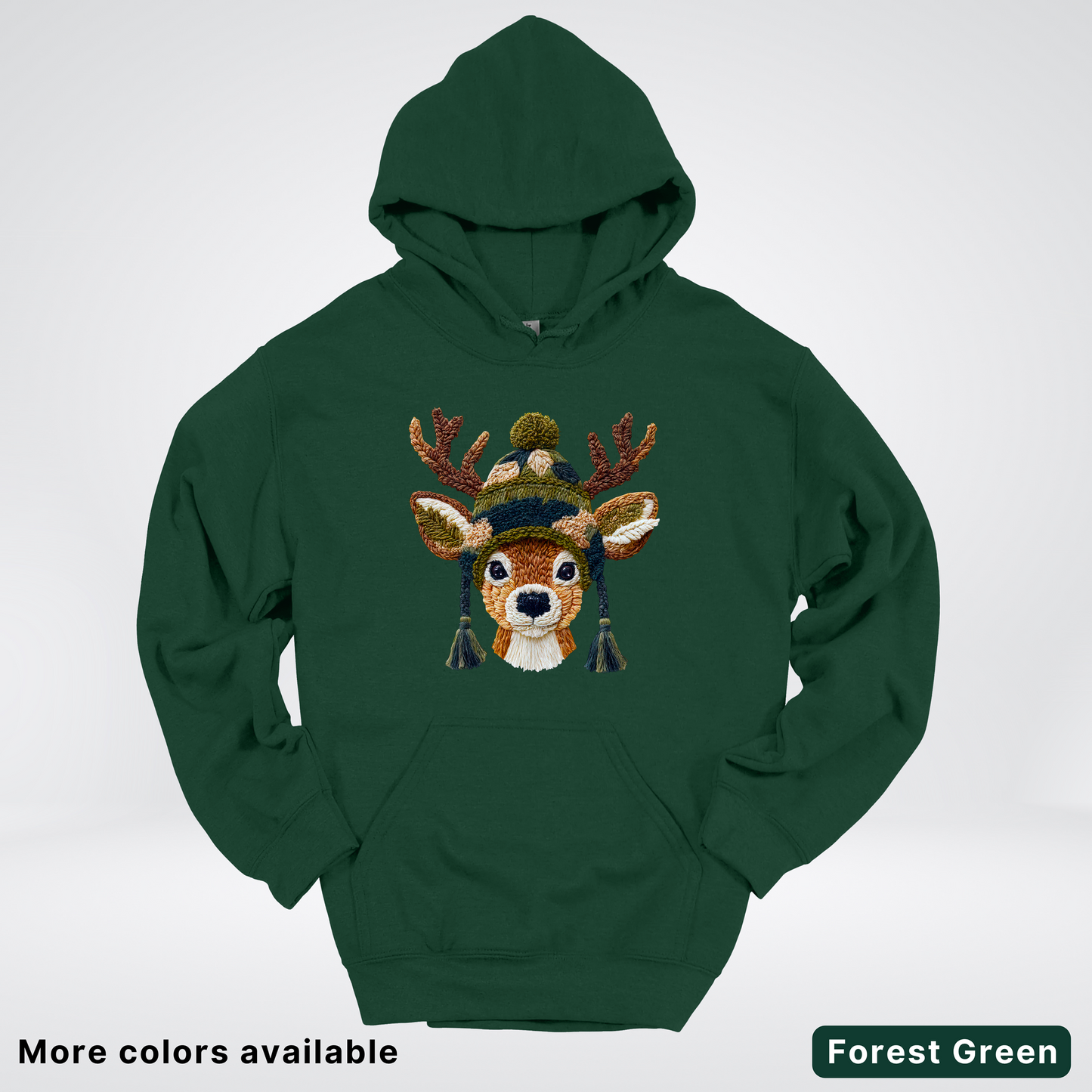 Cozy Winter Reindeer Hook Yard Faux Texture - Hoodie