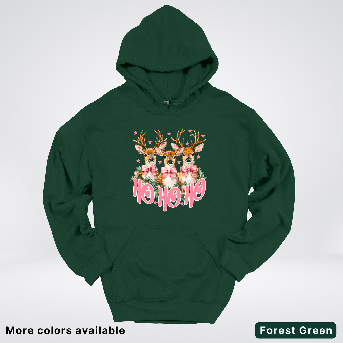 Ho Ho Ho Pink Deer Trio Hoodie - Hoodie