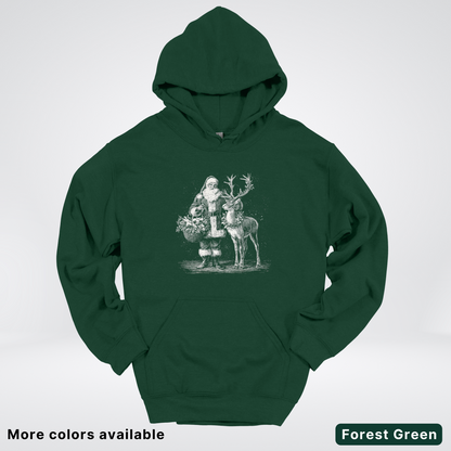 Vintage Santa and Reindeer - Hoodie