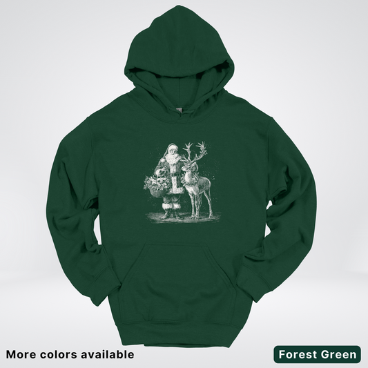 Vintage Santa and Reindeer - Hoodie