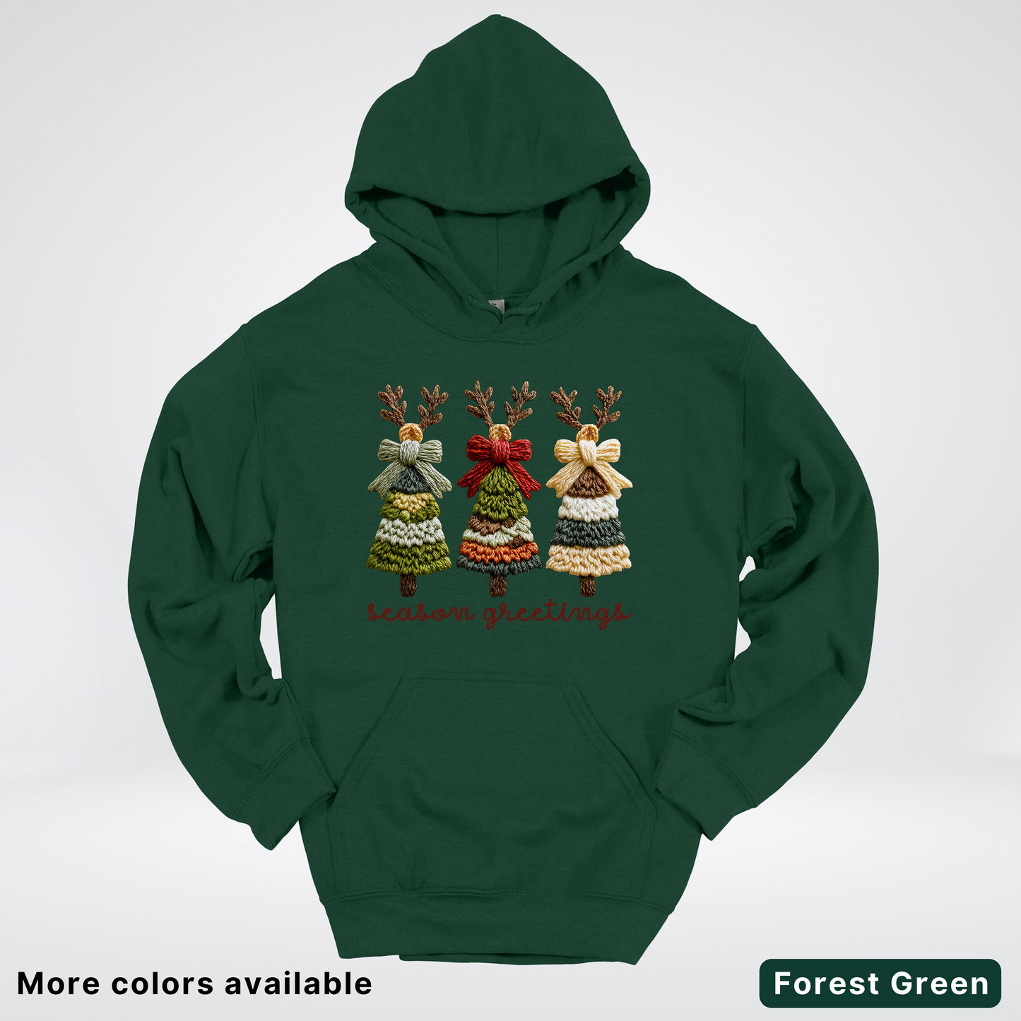 Season Greetings Reindeer Trees Hook Yard Faux - Hoodie