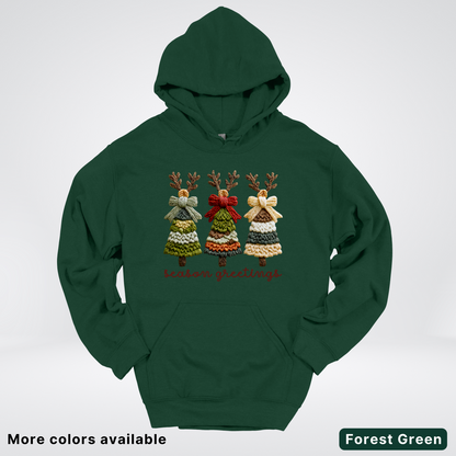 Season Greetings Reindeer Trees Hook Yard Faux - Hoodie