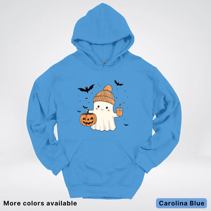 Cute Fall Ghost with Pumpkin And Bats Hoodie