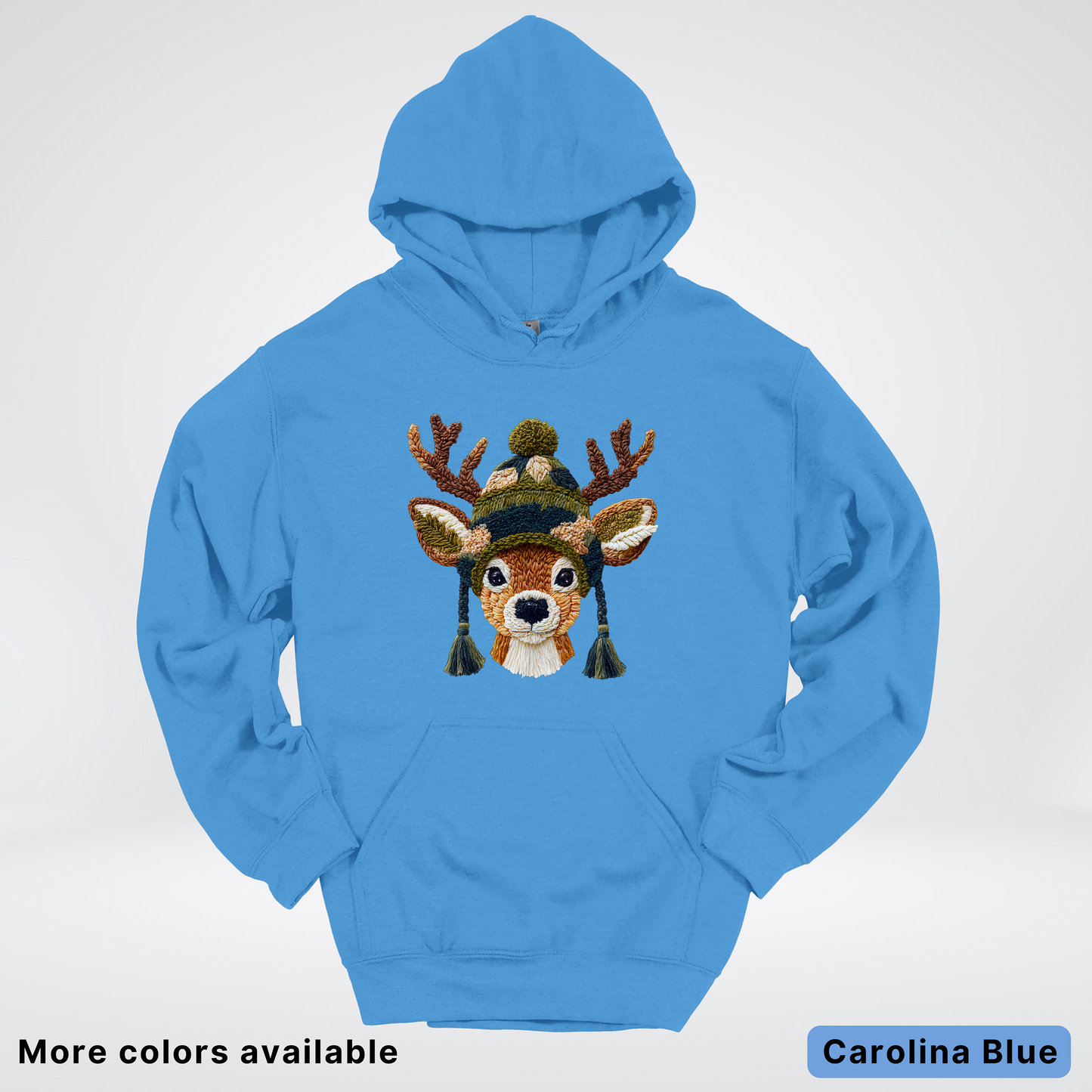Cozy Winter Reindeer Hook Yard Faux Texture - Hoodie