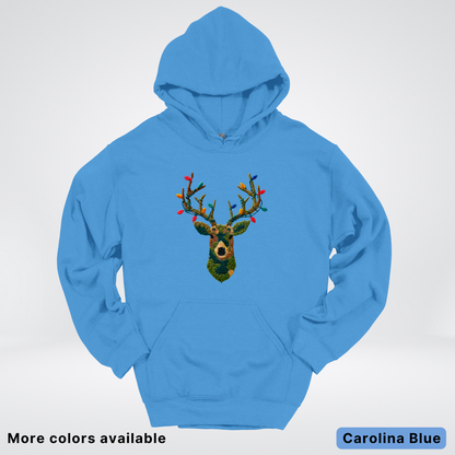Rustic Reindeer Lights – Hook Yard Faux Texture - Hoodie