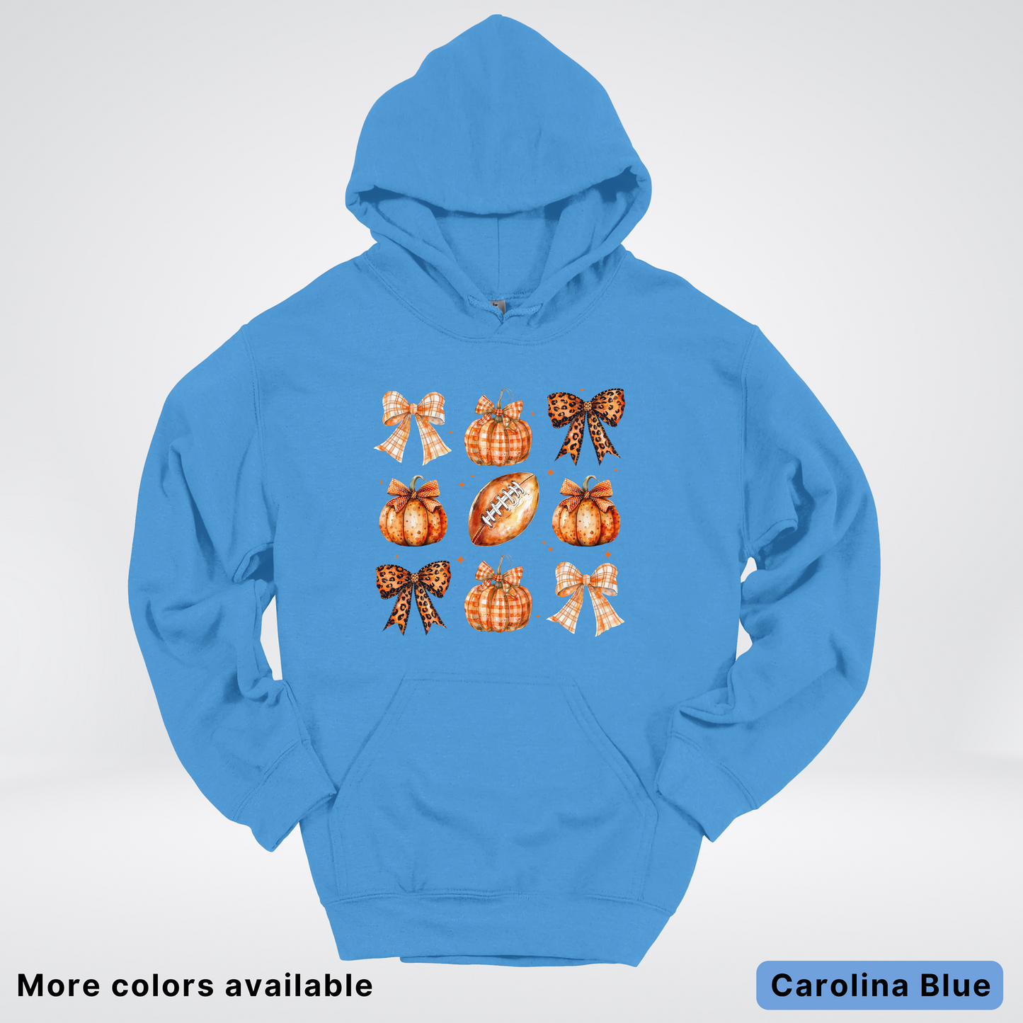 Football Coquette Ribbon Bow Plaid Pumpkin Fall - Hoodie