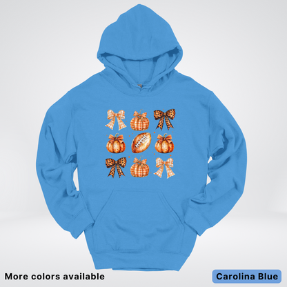 Football Coquette Ribbon Bow Plaid Pumpkin Fall - Hoodie