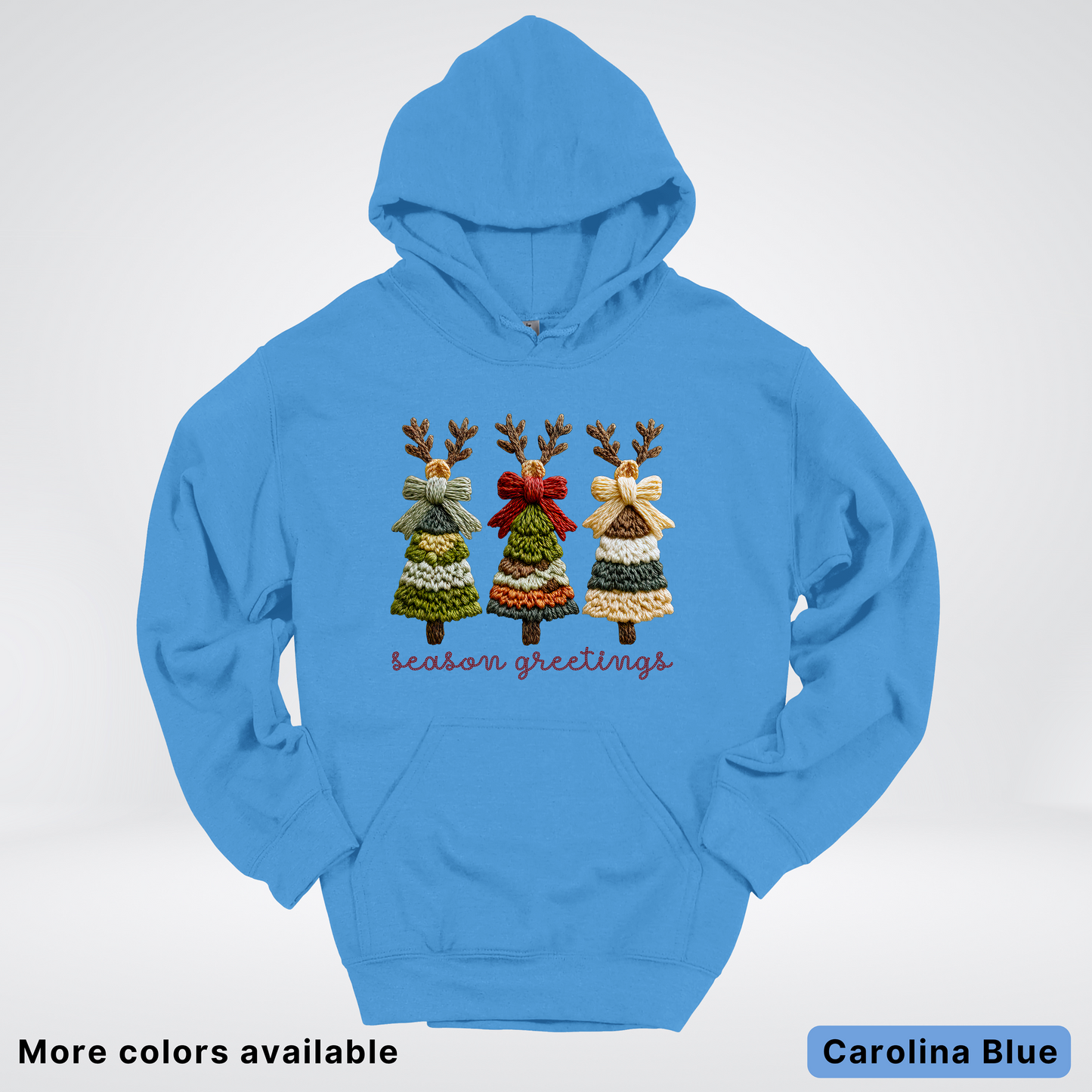 Season Greetings Reindeer Trees Hook Yard Faux - Hoodie