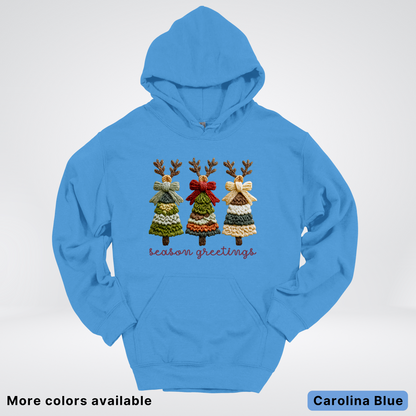 Season Greetings Reindeer Trees Hook Yard Faux - Hoodie