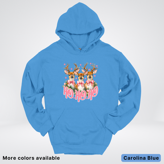 Ho Ho Ho Pink Deer Trio Hoodie - Hoodie