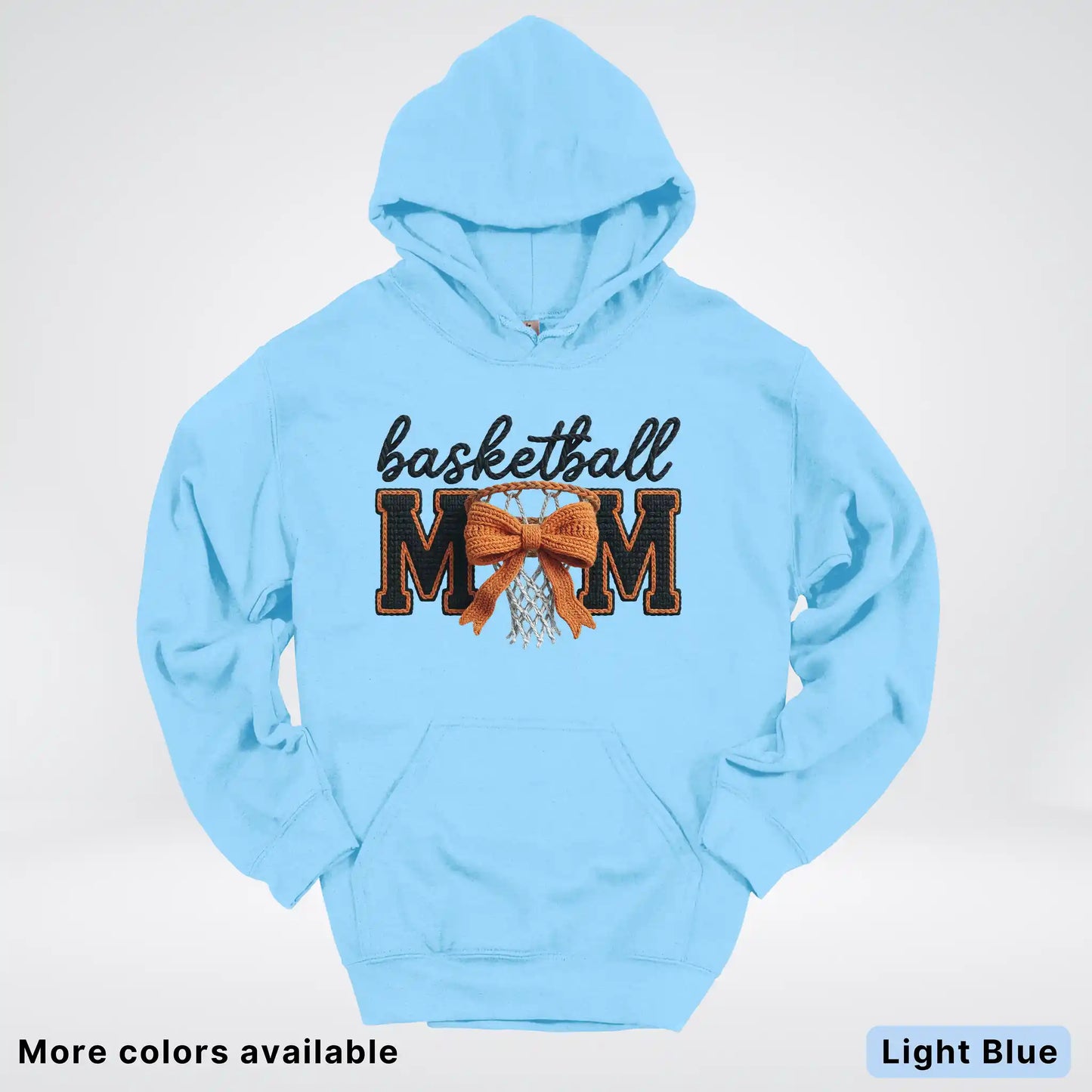 Basketball Mom – Faux Crochet Bow Basketball Graphic Hoodie
